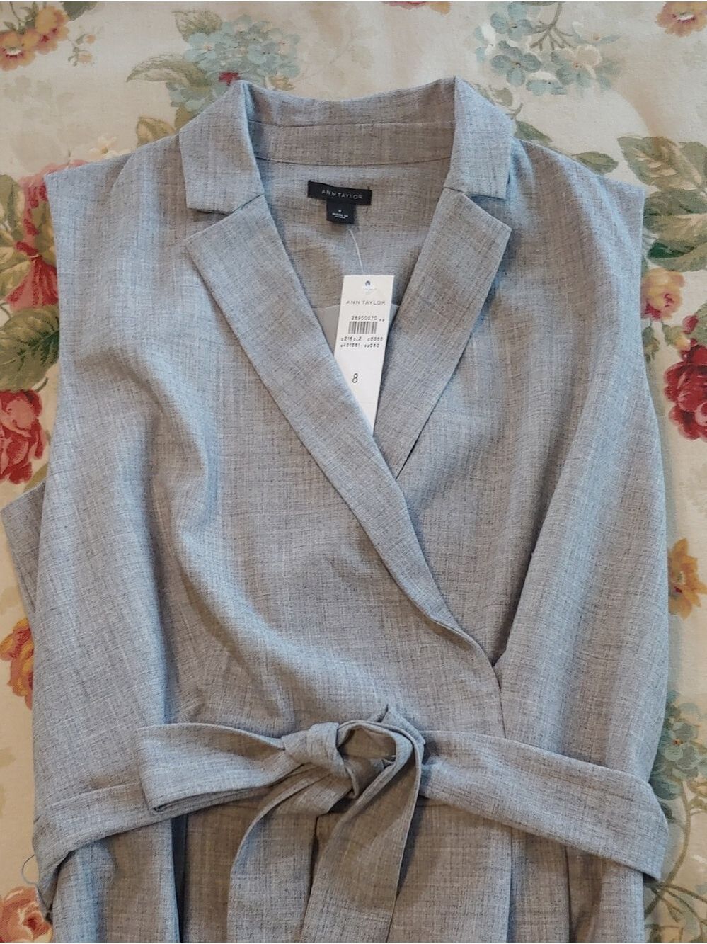 Ann Taylor NEW Gray Tie-Waist Sleeveless Blazer Dress Women's 8 NWT - Picture 4 of 16